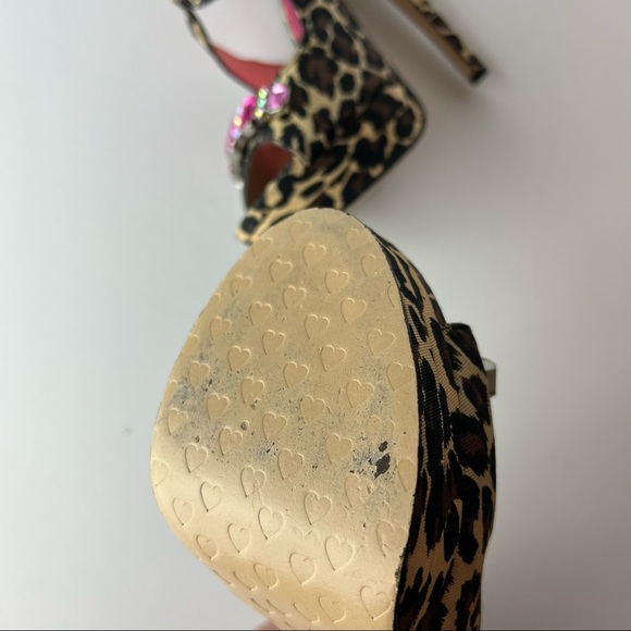 BETSEY JOHNSON Pink Jewel Leopard Print Vintage 90s Platform Y2K Sandal  Heel 7.5